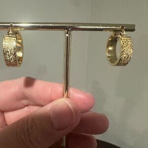 18k Real Yellow Gold Earrings 2.5g Women Fine Jewelry